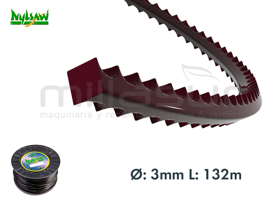 BOBINE FIL EN NYLON "DENT DE REQUIN" - NYLSAW 132m x 3mm 