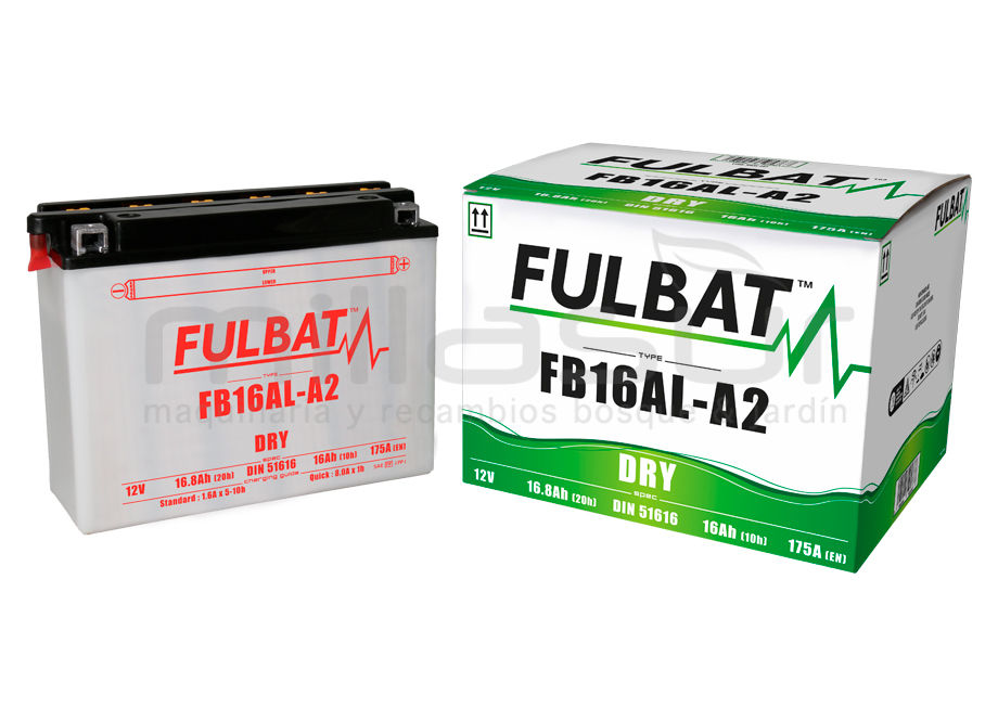 BATTERIE MOTOCYCLE FB16AL-A2 12V ACID 16Ah (207 x 71 x 164) +DER.